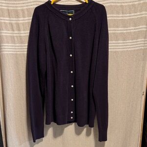 Karen Scott Deep Purple Button-Up Cardigan